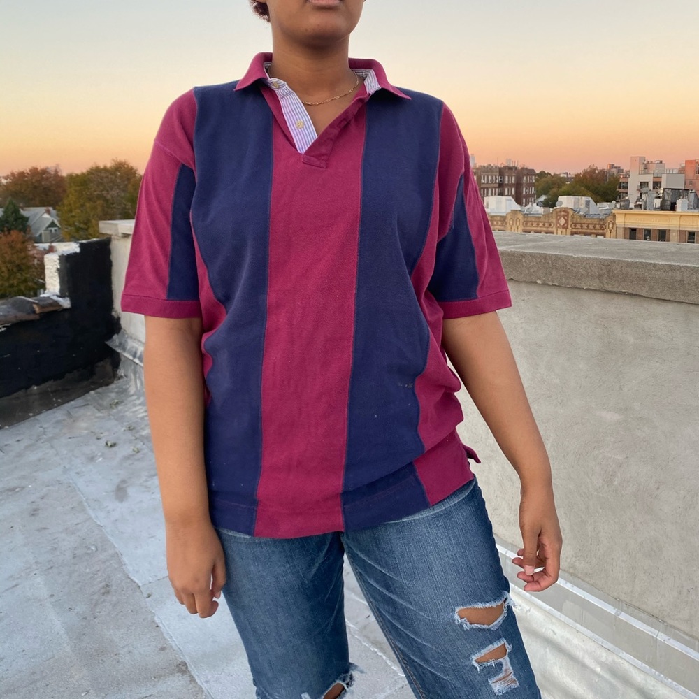 Vintage Tommy Hilfiger navy burgundy polo shirt
